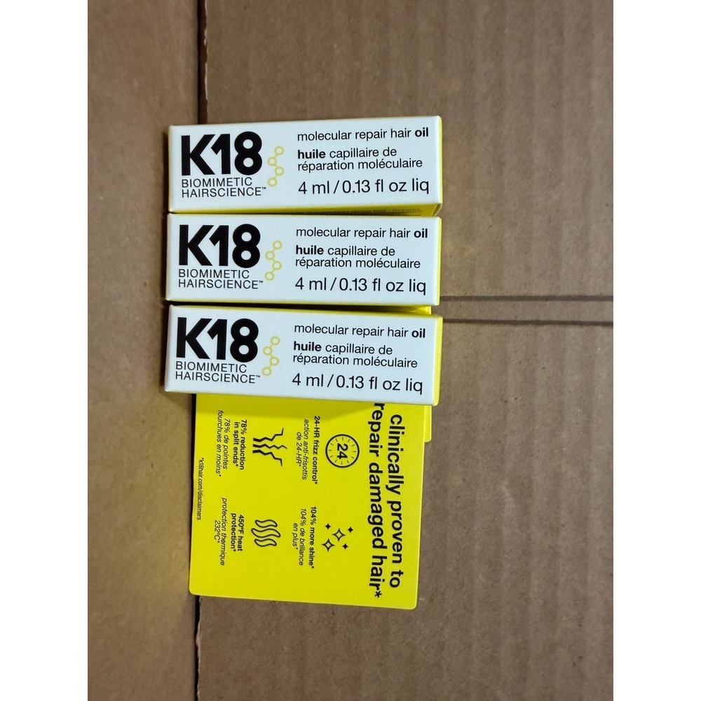 K18 Biomimetic Hairscience‎ Molecular Repair Hair Oil 4ml Sample Lot of 3 New